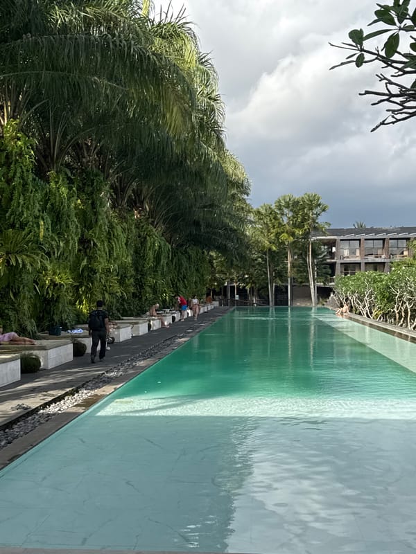 Poolside calm and a vintage Vespa in Ubud