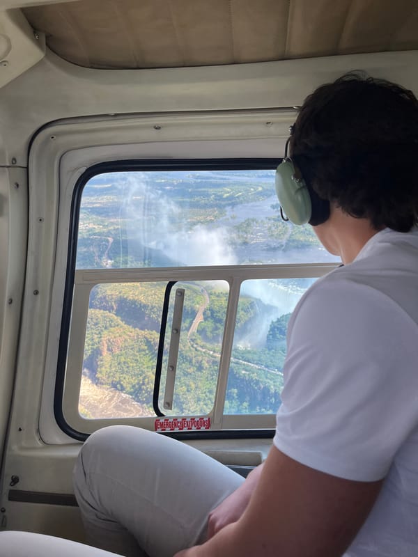 Aerial sightseeing flight captures Victoria Falls views over Zambia