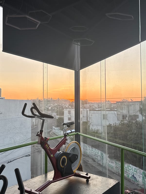 Fitness center documented during sunset hours in Puebla, Mexico