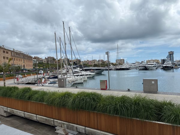 Barcelona waterfront scenes captured during afternoon marina visit