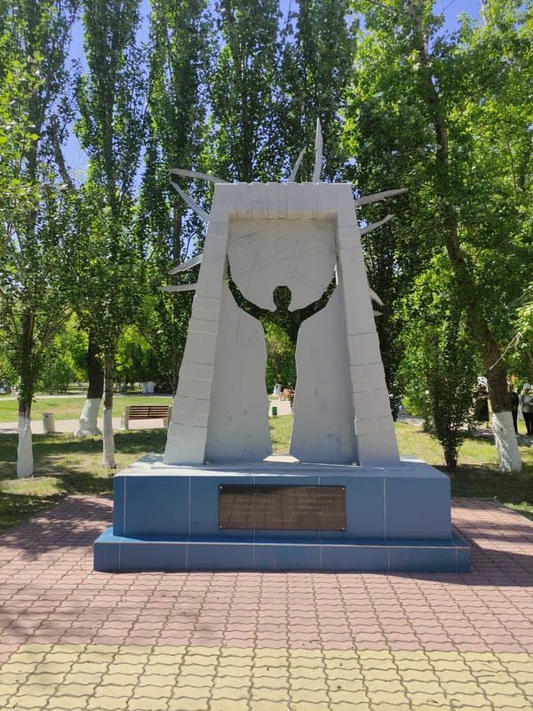 Morning documentation of monuments, mosques, parks in Pavlodar, Kazakhstan