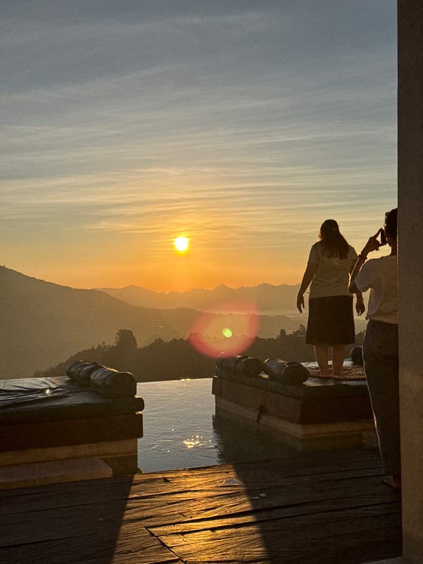 Golden sunrise captured over Kintamani mountains, Indonesia