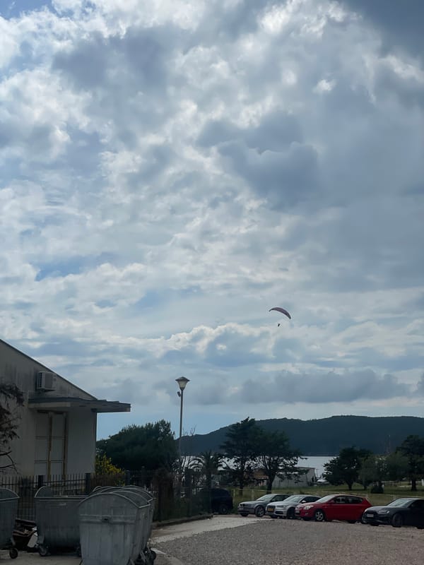 Paraglider spotted over Boreti, Montenegro landscape