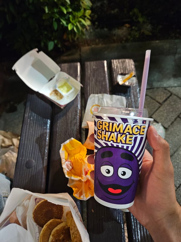 McDonald's meal consumed on bench in Osaka, Japan