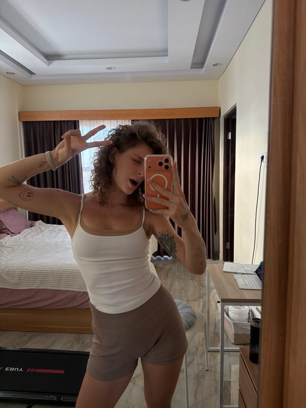 Mirror selfie session in a North Kuta bedroom, Bali