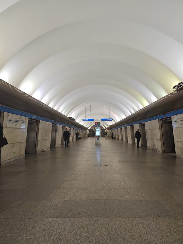 Metro station interior documented at Saint Petersburg Avtovo station