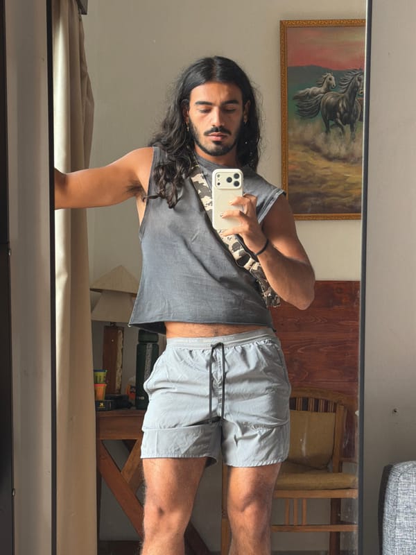 Mirror selfie session in a North Kuta bedroom, Bali