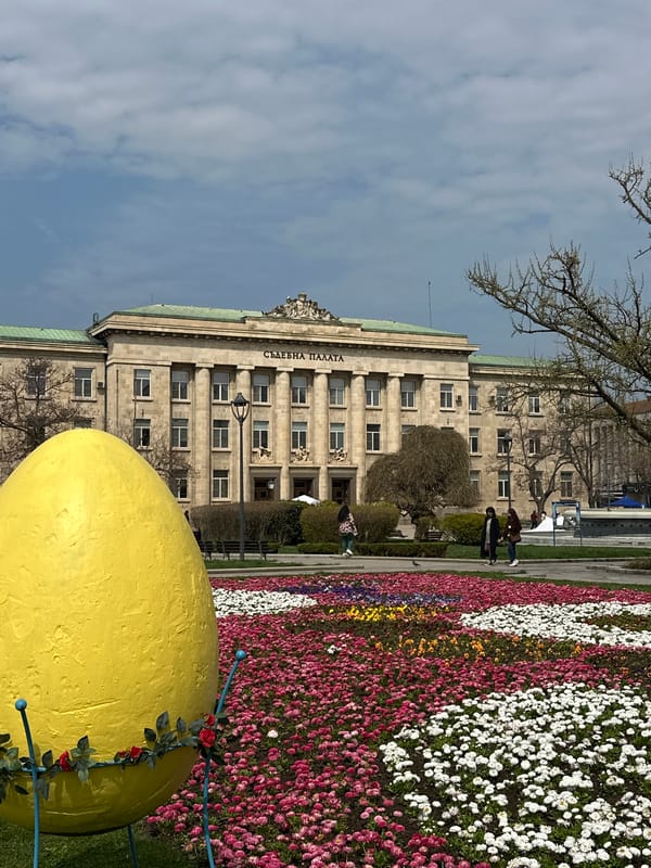 Easter decorations spotted around Monument of Liberty in Ruse