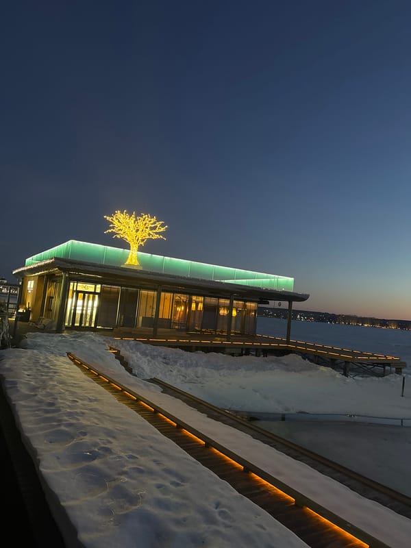 Evening architecture photography captures snowy Votkinsk buildings with lights