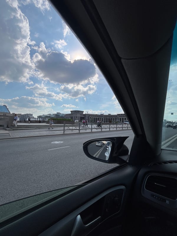 Sunny afternoon with scattered clouds in Kazan, Russia