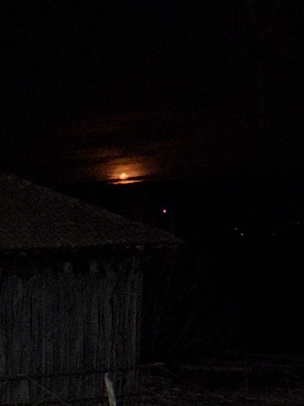 Rural nighttime scene documented in Hirevo, Bulgaria