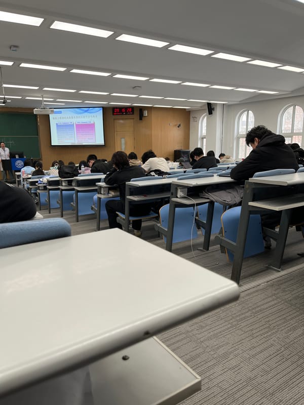 Late-night university lecture documented in Changchun classroom