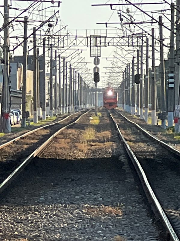 Ordinary Sunday afternoon moving through Krasnodar's streets and rail corridors