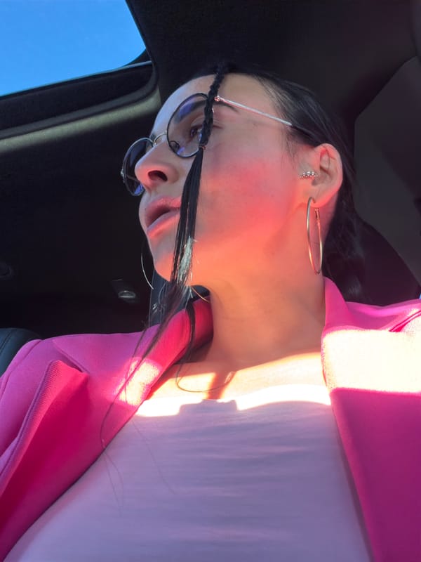 Woman in pink blazer observed in car, Veliky Novgorod