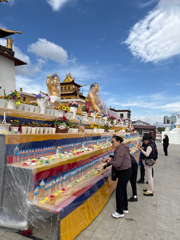 Morning activity documented at Ulaanbaatar's Gandantegchinlen Monastery