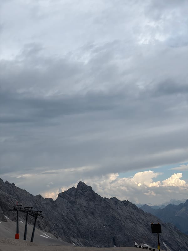 Dramatic cloud cover over the Garmisch-Partenkirchen mountain landscape