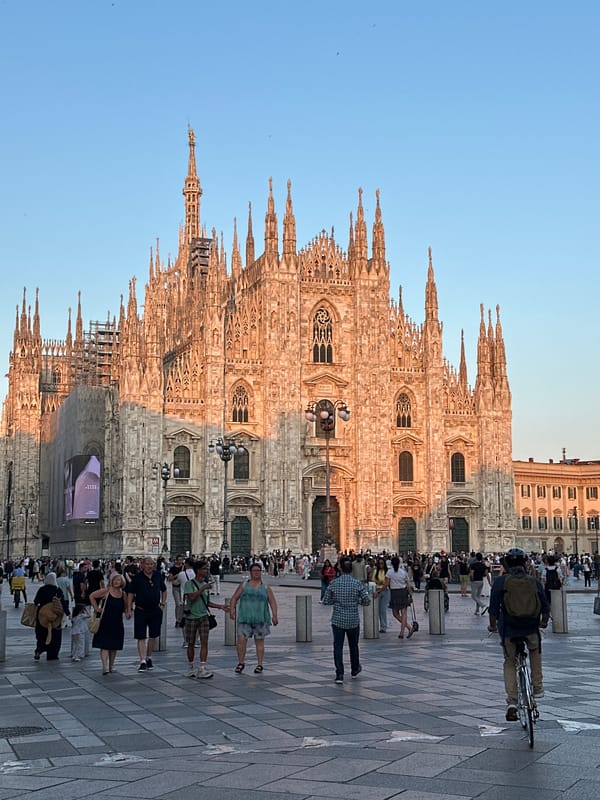 Golden hour across Milan's historic center, Duomo and beyond