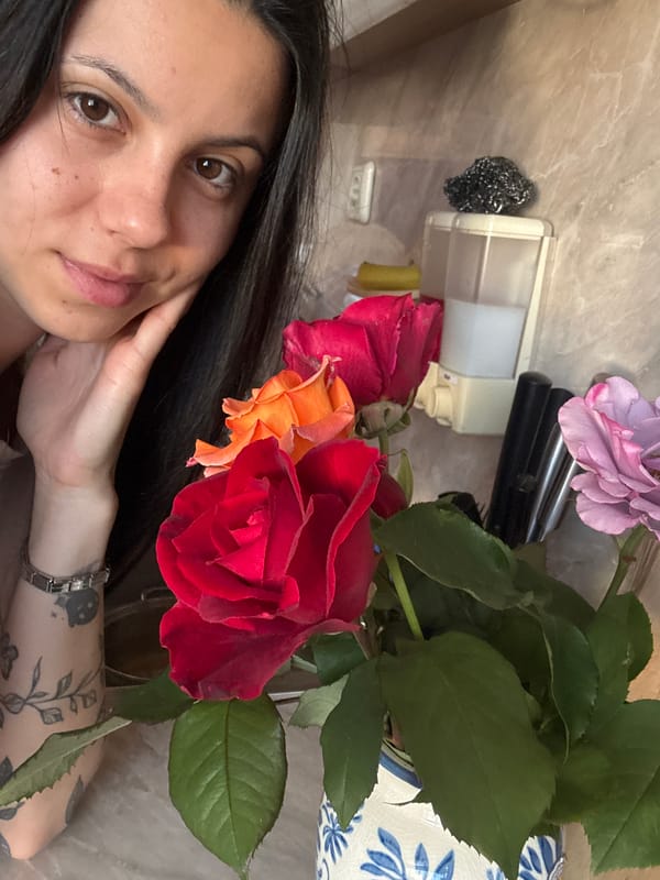 Woman takes morning selfie in Sliven home