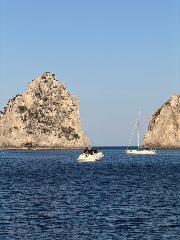 Coastal scene with boats documented in Capri waters