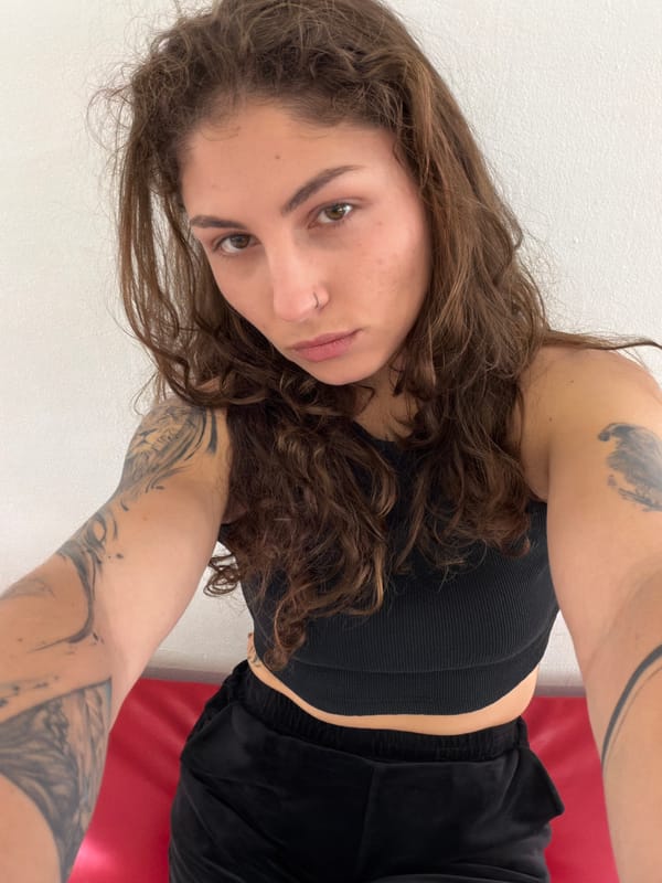 Woman photographed in black outfit in Kiryat Bialik