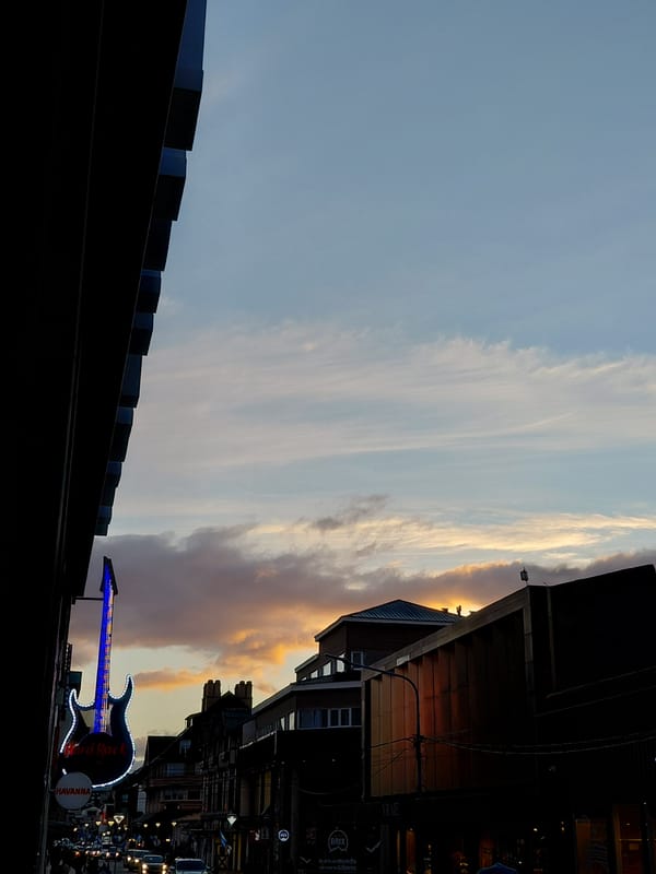 Dusk street scene captured in Ushuaia, Argentina
