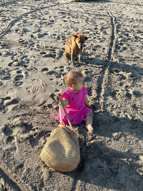 Busy morning on the North Kuta beach — surfers, strollers, and sand
