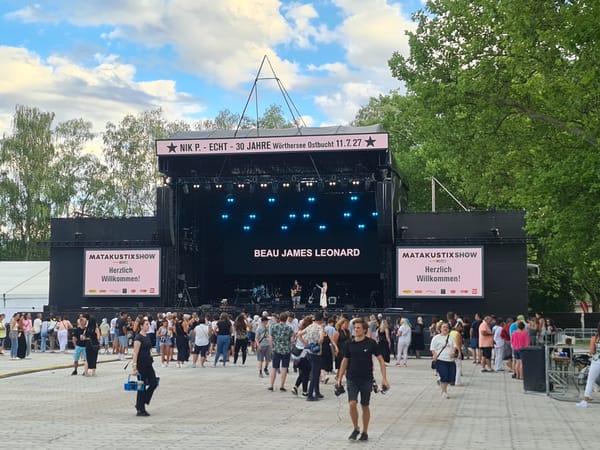 Outdoor concert stage set up in central Klagenfurt, Austria