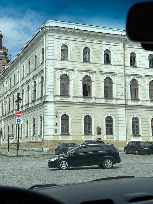 Driving through Kamianets-Podilskyi's historic Old Town