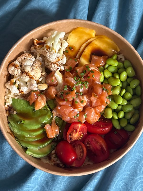 Poke bowl in Sofia, photographed from every angle