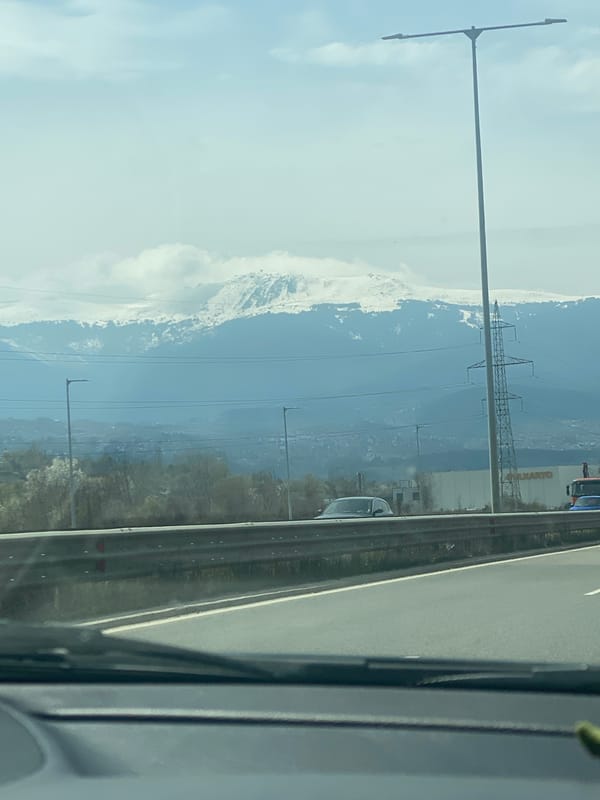 Vehicle passenger captures highway landscape near German, Bulgaria