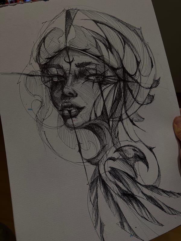Pen and ink portrait documented in Sofia