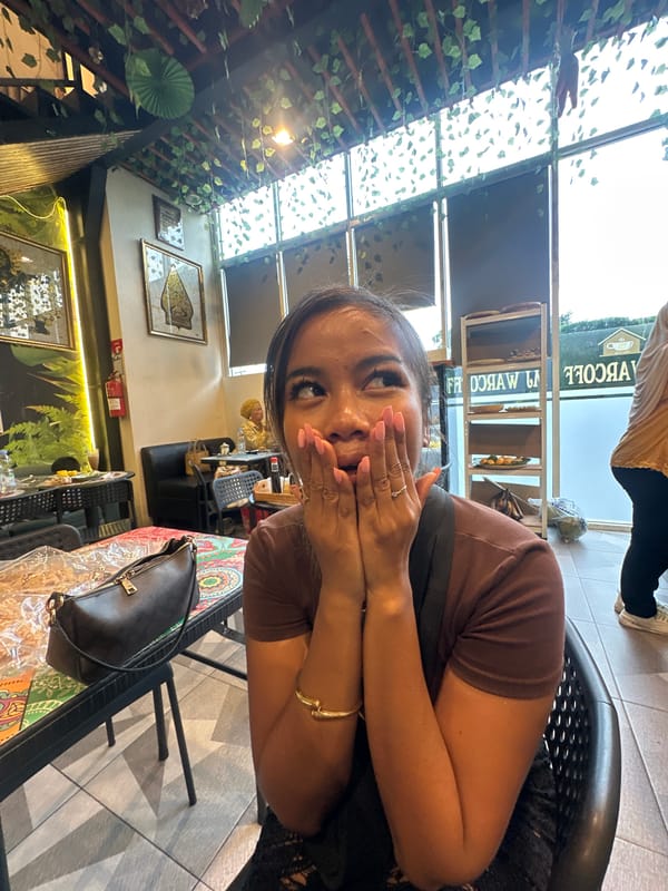 Couple documents cafe visit through selfies in Central Jakarta