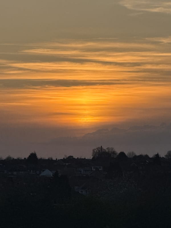 Sunset photographed by multiple witnesses in Coventry park
