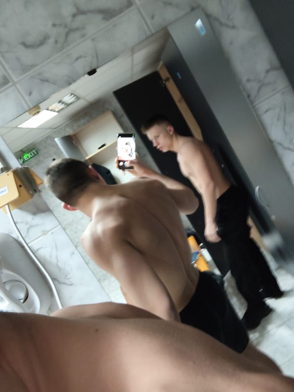 Young men use spa facilities in Kozloduy, Bulgaria