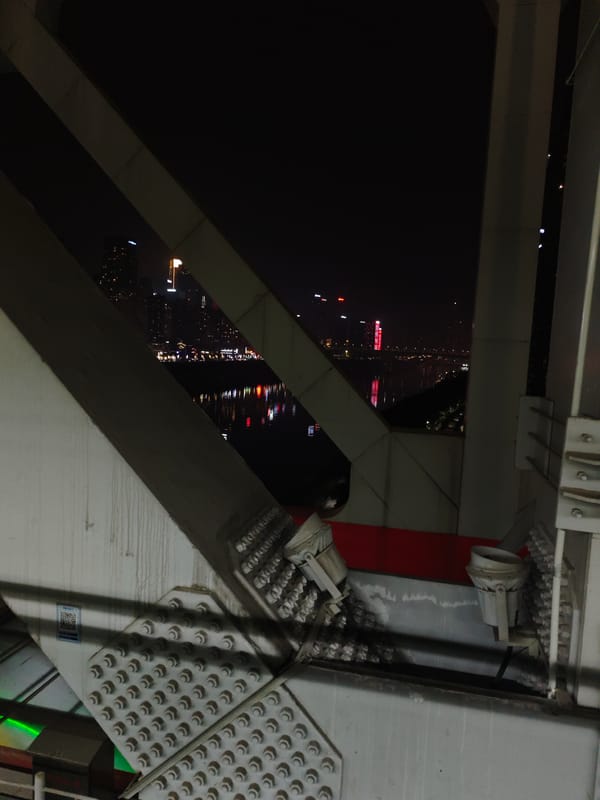 Nighttime bridge view captured in Yuzhong District, China