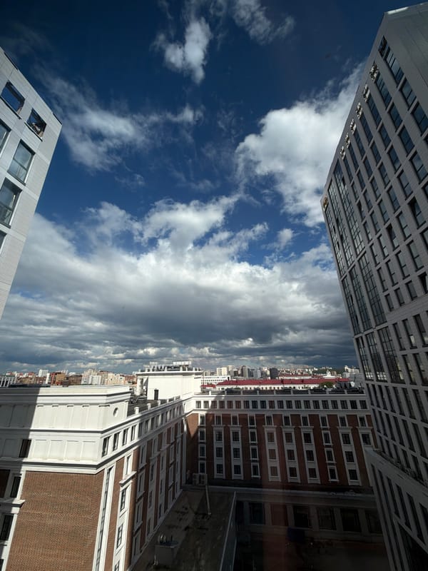 High-rise views and dramatic skies over central Ufa