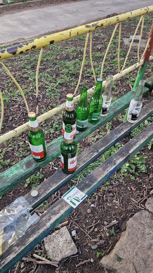 Park bench found littered with empty beer bottles