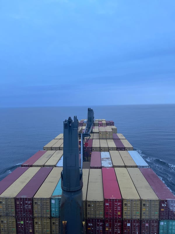Container ship spotted navigating waters near Löttorp, Sweden