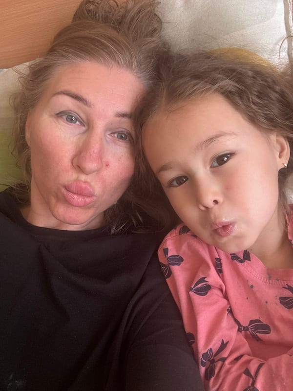 Mother and daughter share playful morning moments in Tashkent