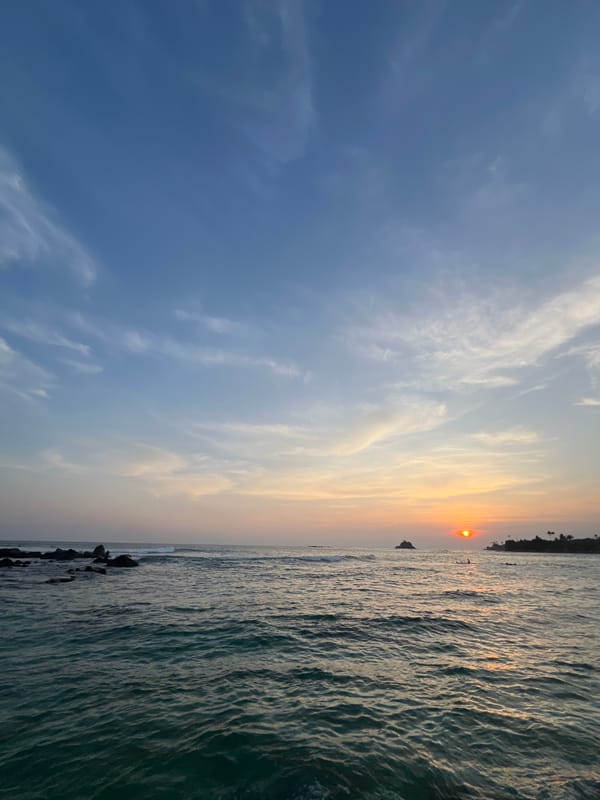 Sunset surfing session captured along Sri Lanka's southern coast