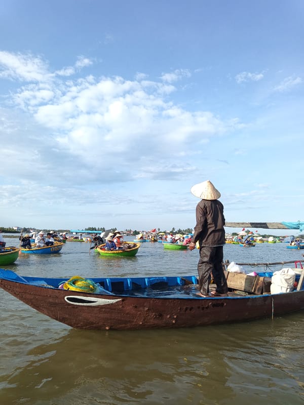 Basket boats on the Thu Bon River, Hoi An