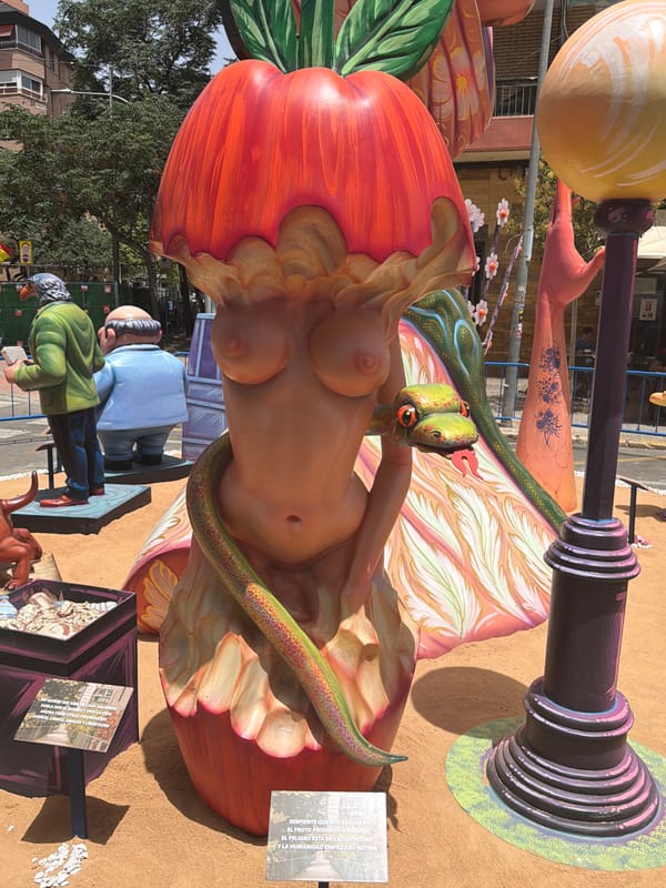 Whimsical oversized sculptures fill an outdoor festival space