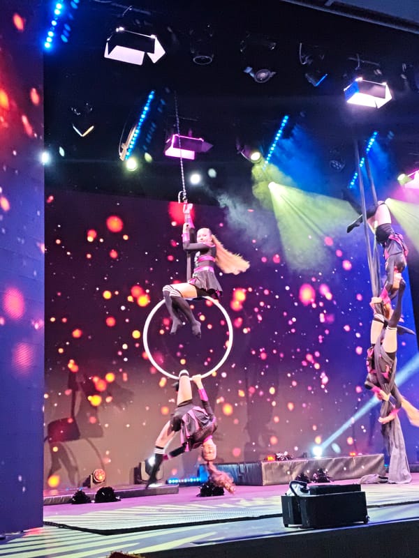 Theatrical circus performance captured on stage in Yekaterinburg