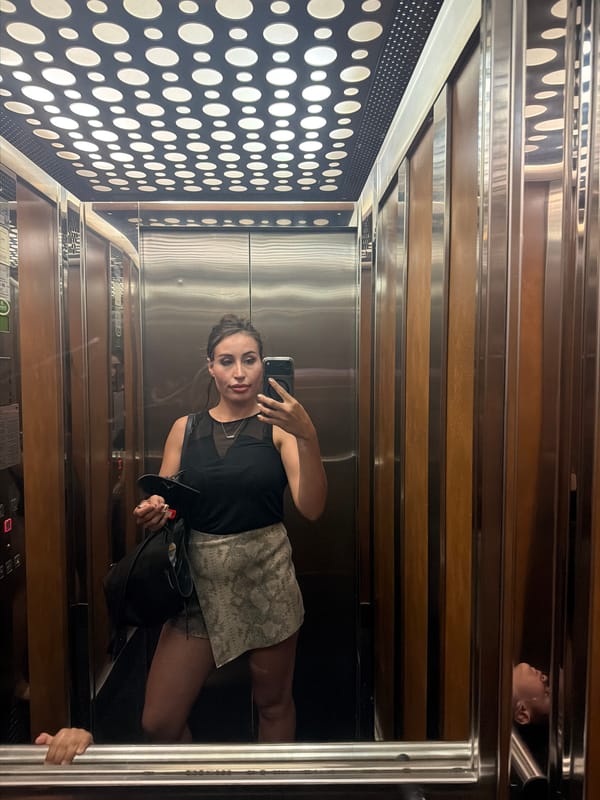 Elevator and close-up selfies in Tersefanou, Cyprus