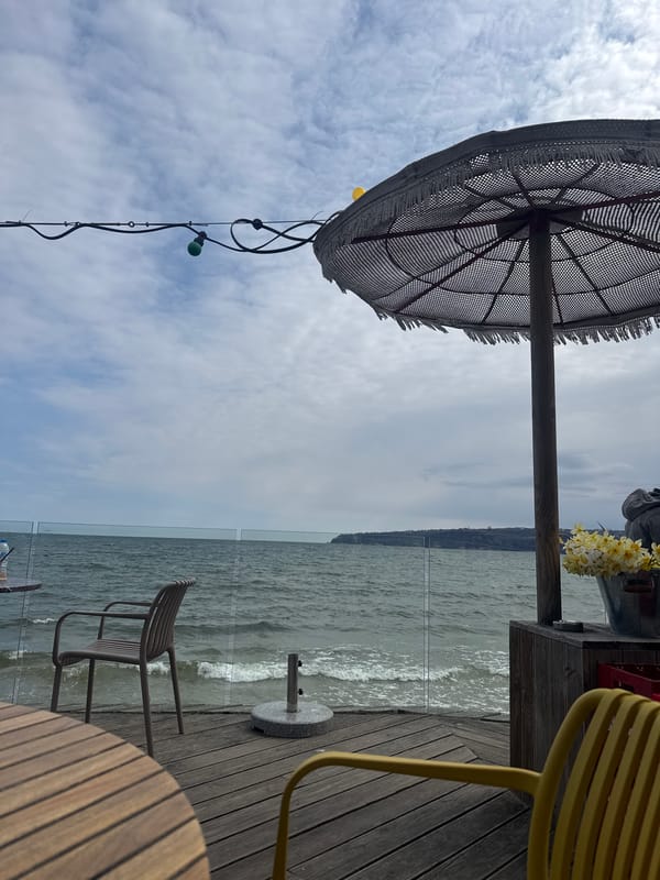 Seaside cafe dining area documented in Varna, Bulgaria