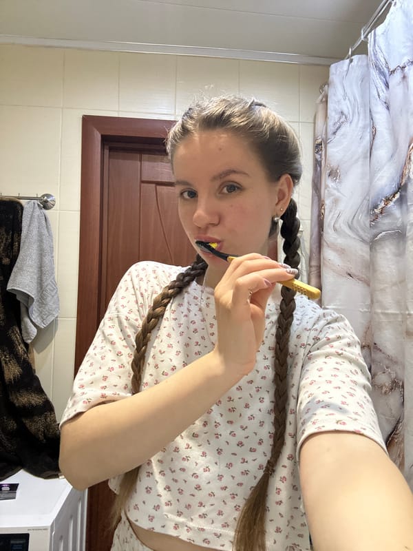 Woman's morning routine captured in Klin, Russia