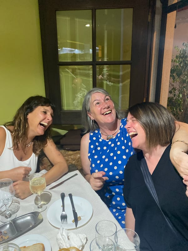 Evening social gathering at restaurant in Olhão, Portugal