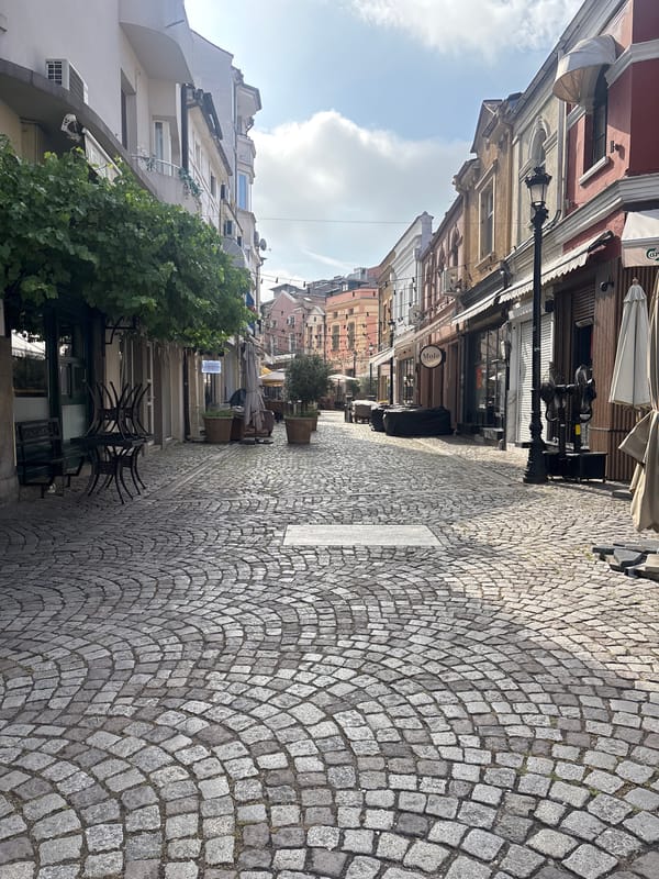 Morning documentation captures Plovdiv's historic streets and bronze statue
