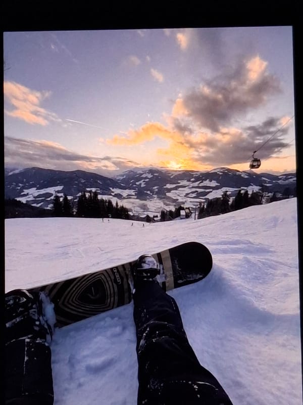 Morning activities captured in Burgas: snowboarding and meal preparation