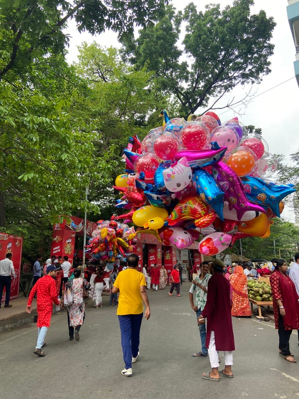 Colorful novelty balloons spotted on Dhaka street